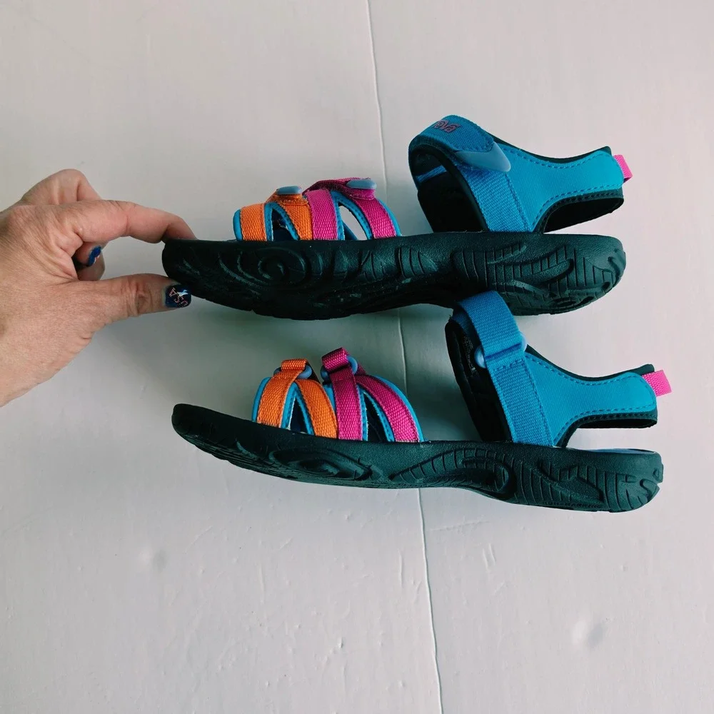 Teva Tirra Sandals Kids Size 1 Blue Rose Multi Excellent Sporty Strappy Outdoor